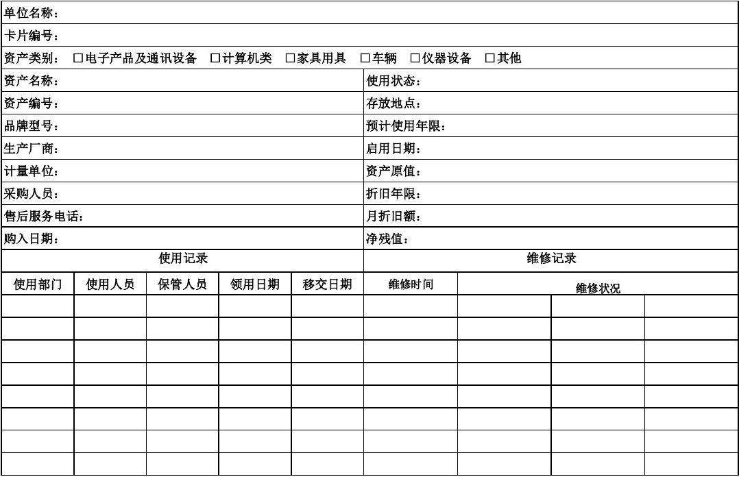 如何高效管理各類資產？基于通訊設備修理的固定資產卡片模板詳解